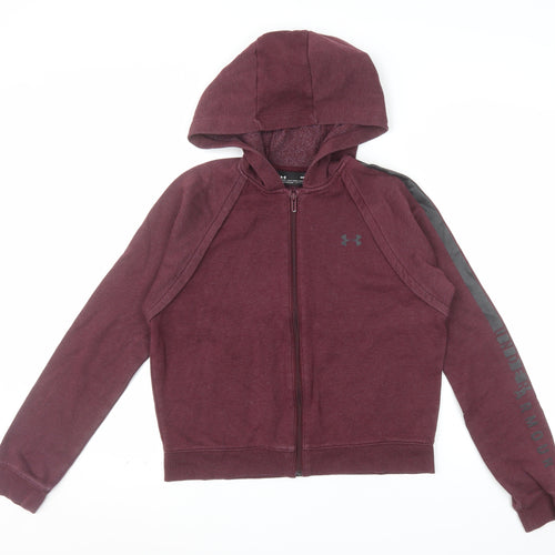 Under Armour Women Burgundy Full Zip Hoodie Size S Relaxed Fit
