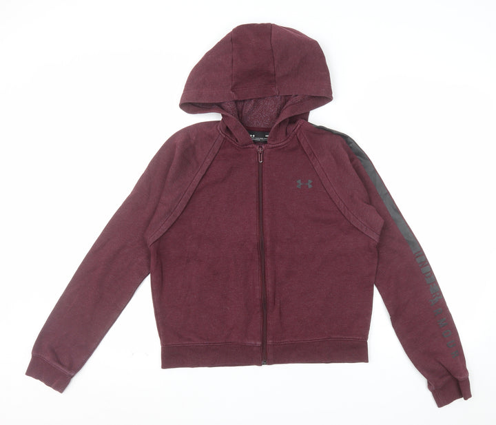 Under Armour Women Burgundy Full Zip Hoodie Size S Relaxed Fit