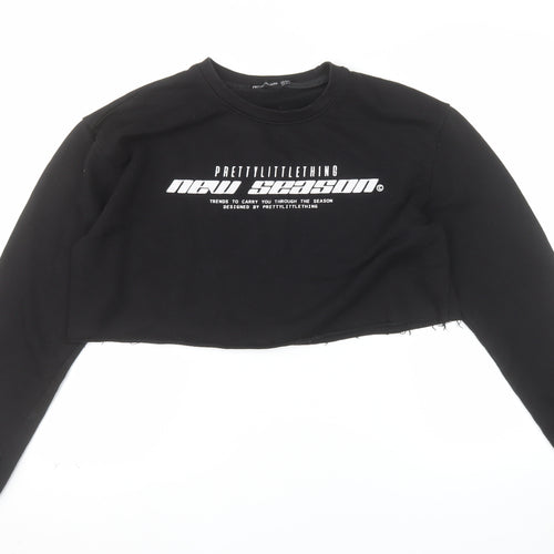 PrettyLittleThing Womens Black UK 8 Cropped Pullover Sweatshirt