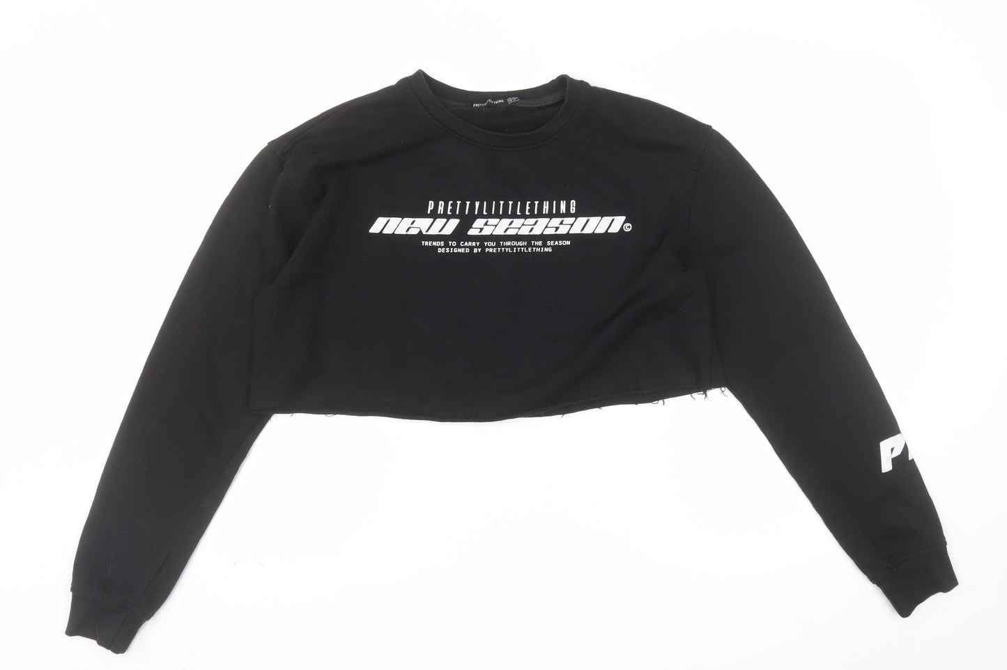 PrettyLittleThing Womens Black UK 8 Cropped Pullover Sweatshirt