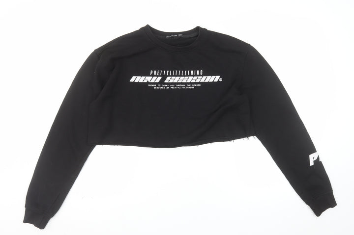 PrettyLittleThing Womens Black UK 8 Cropped Pullover Sweatshirt