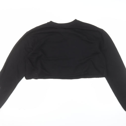 PrettyLittleThing Womens Black UK 8 Cropped Pullover Sweatshirt