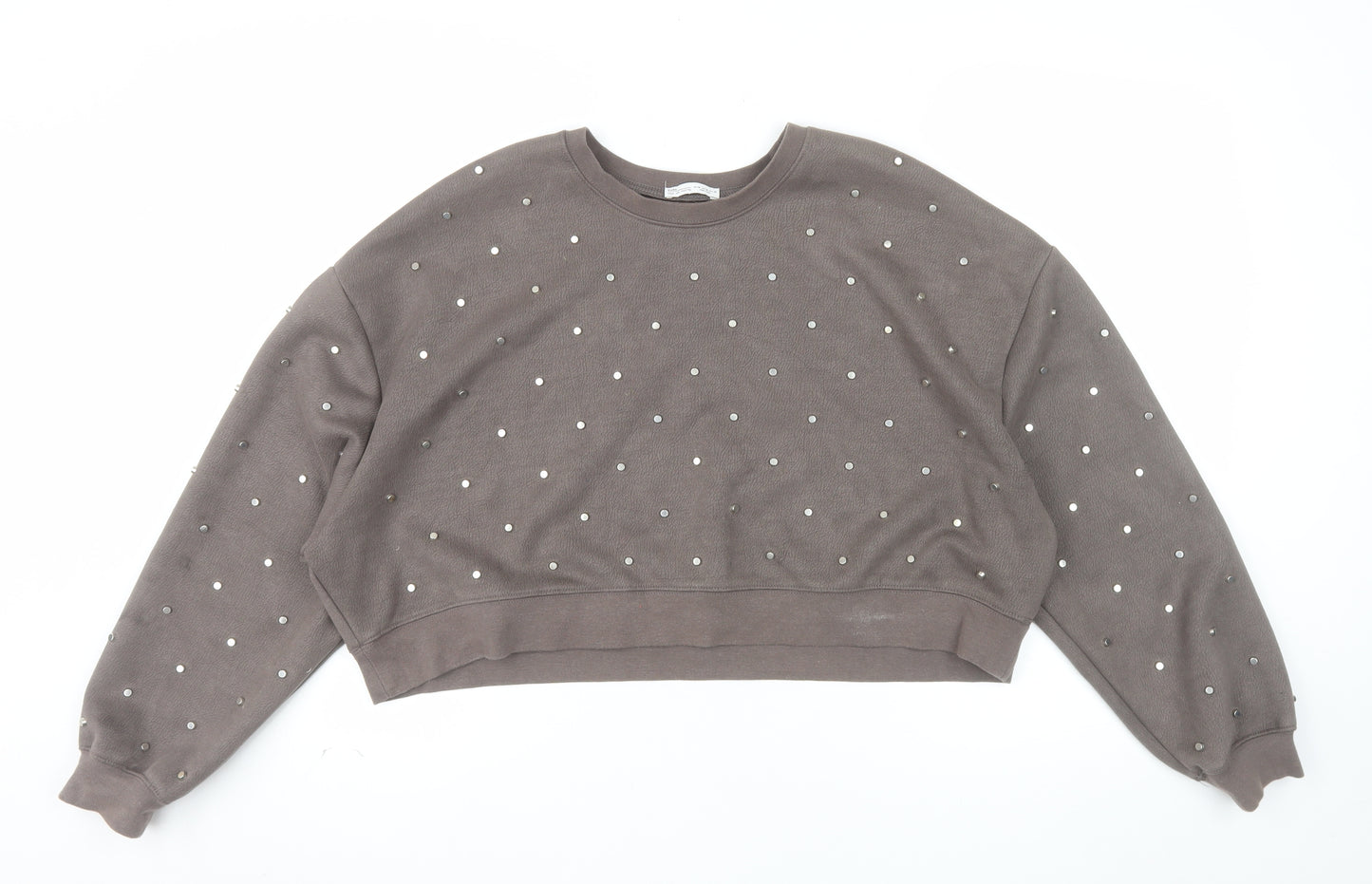 Zara Women Brown Studded Pullover Sweatshirt Size M