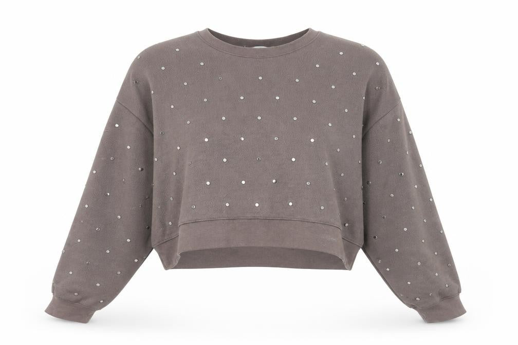 Zara Women Brown Studded Pullover Sweatshirt Size M