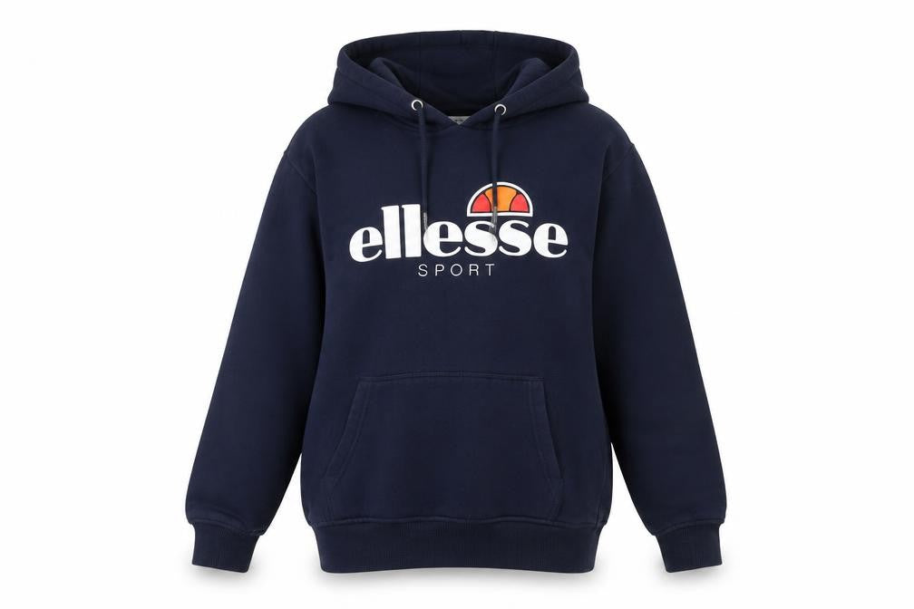 Ellesse Womens Navy Blue Pullover Hoodie UK 8 Cotton Blend Hooded Sweatshirt