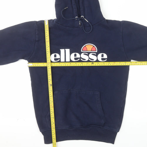 Ellesse Womens Navy Blue Pullover Hoodie UK 8 Cotton Blend Hooded Sweatshirt