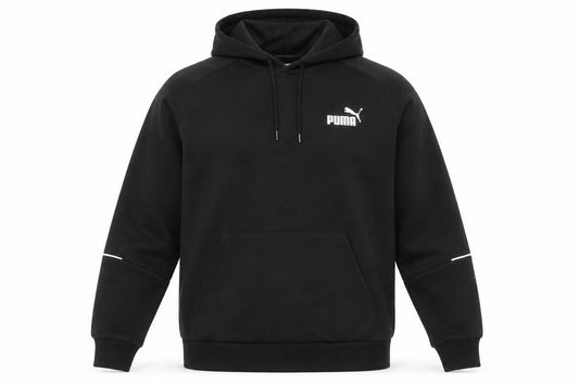Front view of Puma Men's Black Pullover Hoodie M Regular Fit Sportswear