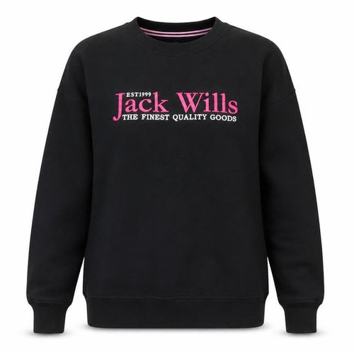 Jack Wills Womens Black Sweatshirt UK 8 Pullover Crew Neck Cotton Blend