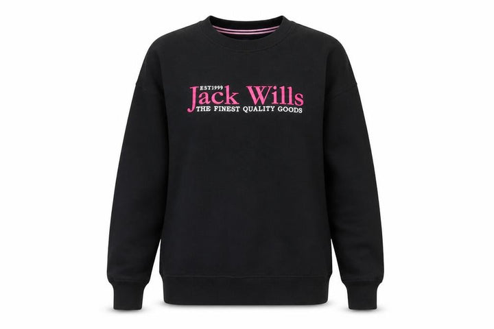 Jack Wills Womens Black Sweatshirt UK 8 Pullover Crew Neck Cotton Blend