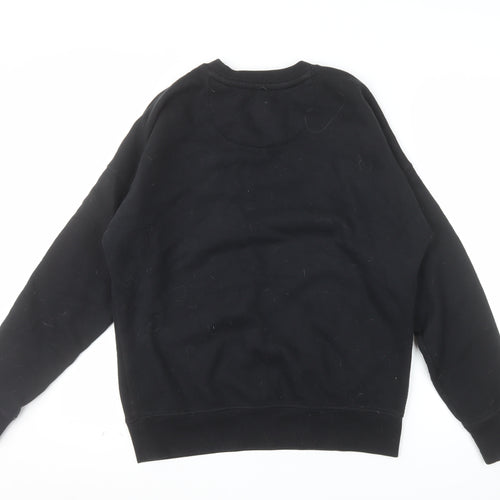 Jack Wills Womens Black Sweatshirt UK 8 Pullover Crew Neck Cotton Blend