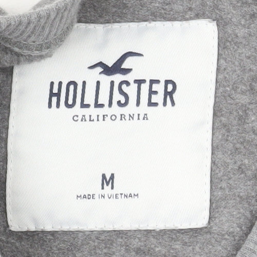 Hollister Womens Grey Pullover Sweatshirt M Rose Graphic Long Sleeve