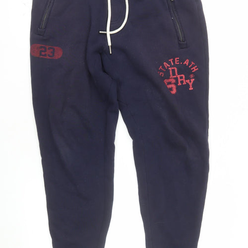 Superdry Men's Navy Blue Jogger Sweatpants Size M Cotton Blend