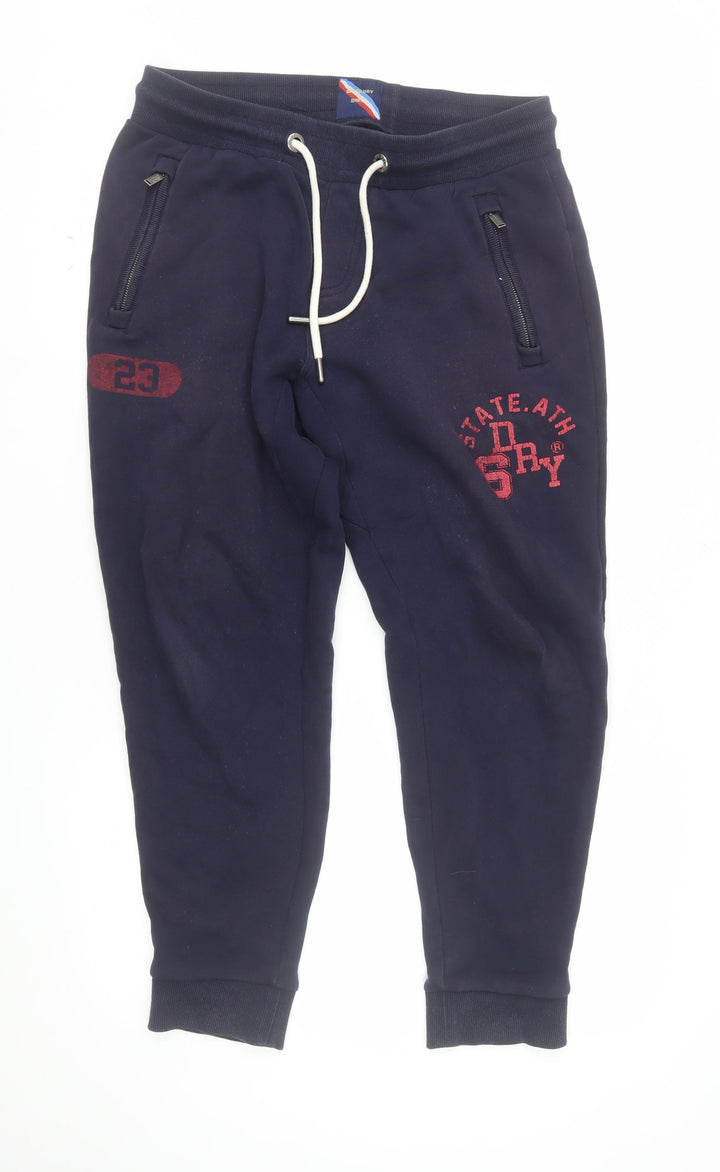 Superdry Men's Navy Blue Jogger Sweatpants Size M Cotton Blend
