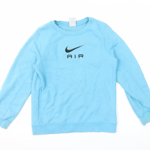 Nike Girls Blue Pullover Sweatshirt L 147-158cm Logo Graphic Fleece