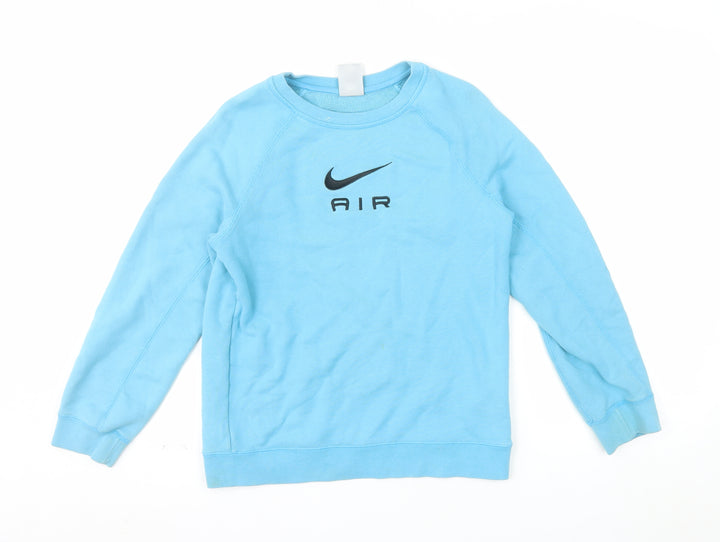 Nike Girls Blue Pullover Sweatshirt L 147-158cm Logo Graphic Fleece