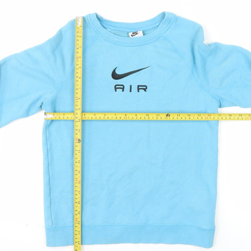Nike Girls Blue Pullover Sweatshirt L 147-158cm Logo Graphic Fleece