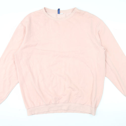 H&M Men’s Pink Crew Neck Pullover Sweatshirt Size L Fleece Cotton Blend