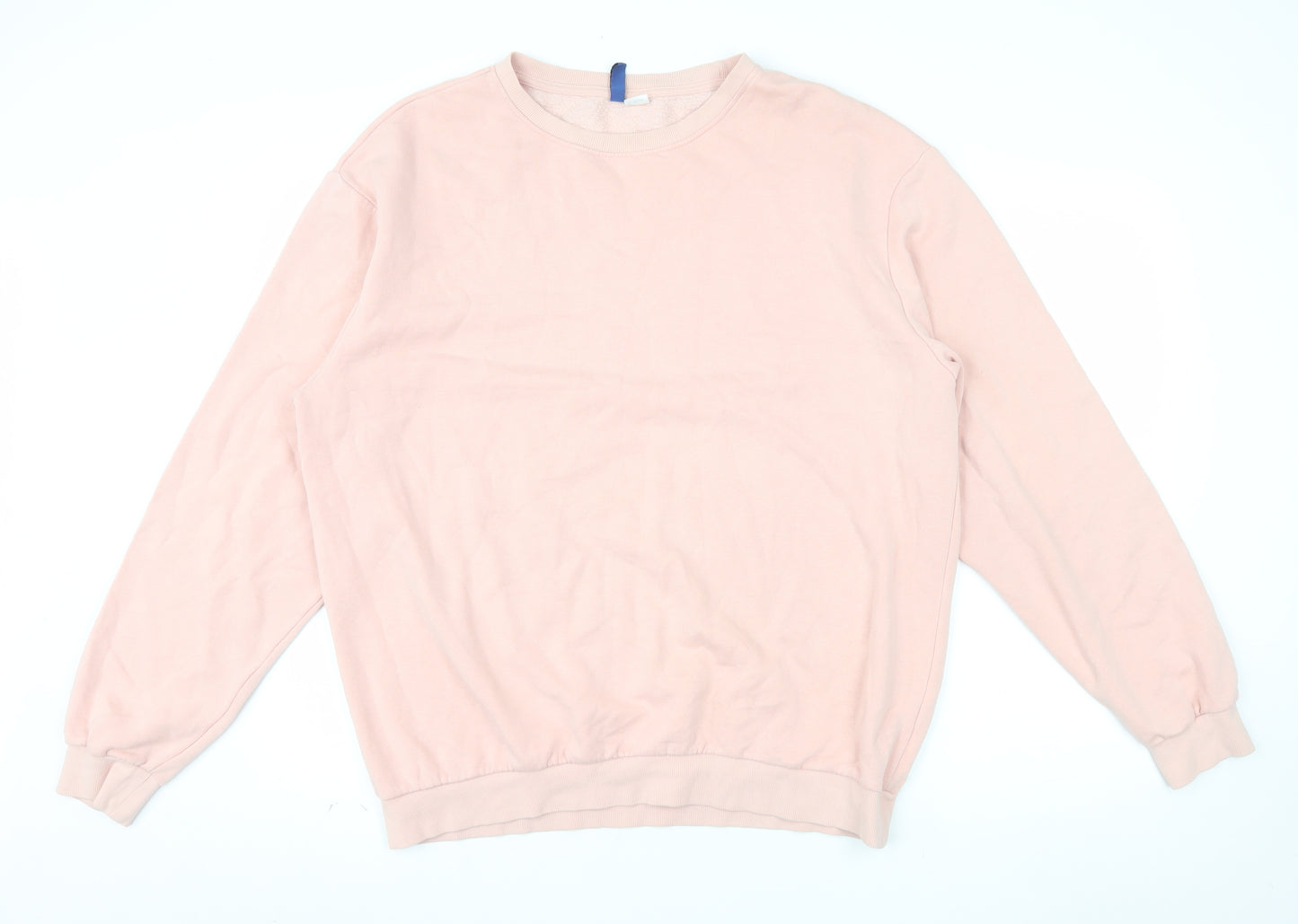 H&M Men’s Pink Crew Neck Pullover Sweatshirt Size L Fleece Cotton Blend