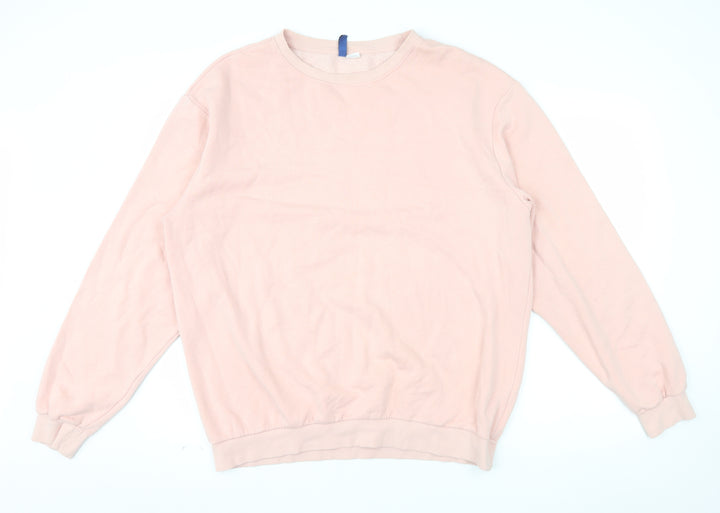H&M Men’s Pink Crew Neck Pullover Sweatshirt Size L Fleece Cotton Blend