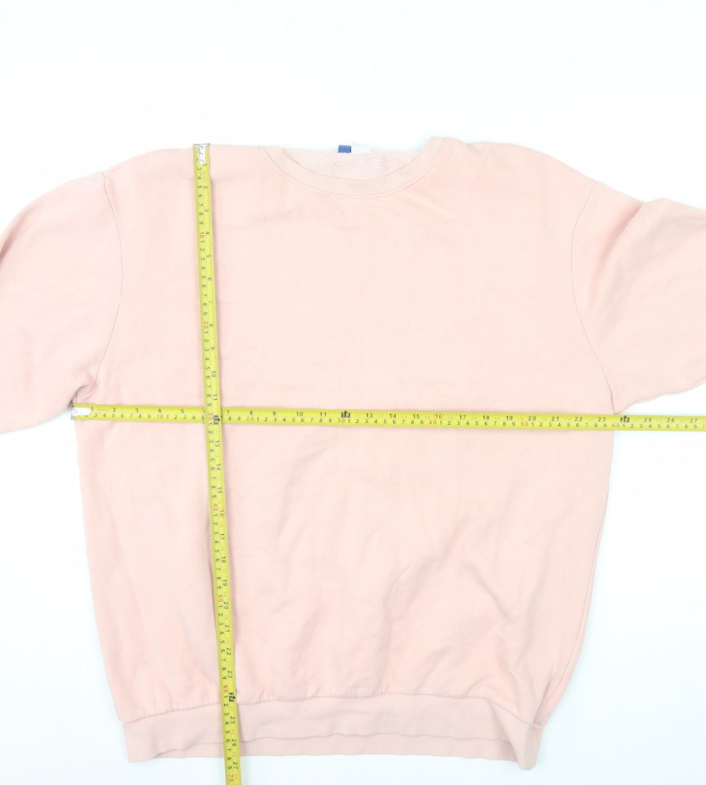 H&M Men’s Pink Crew Neck Pullover Sweatshirt Size L Fleece Cotton Blend