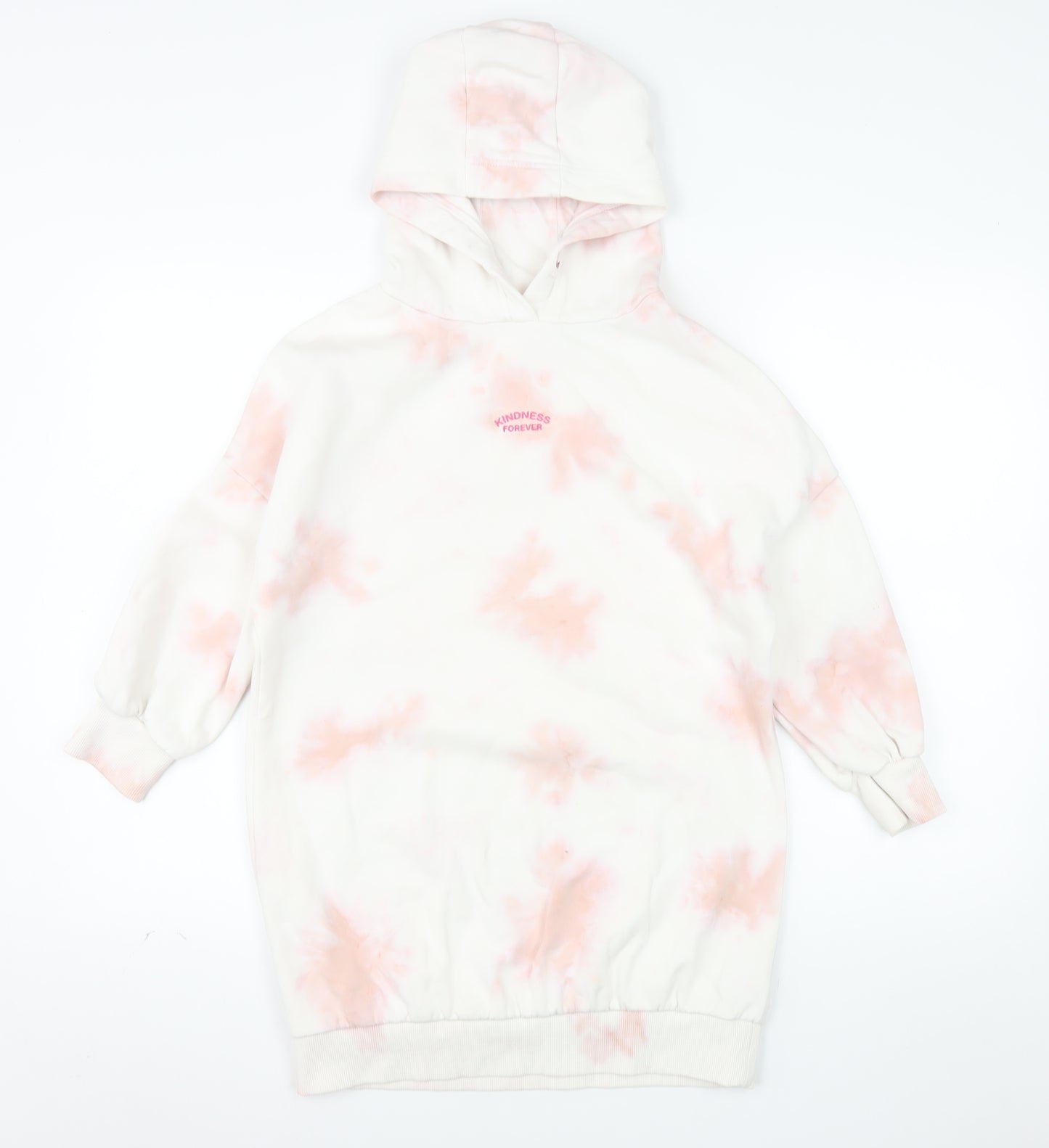 Next Girls Pink Tie Dye Pullover Hoodie 8 Years Regular Fit Fleece