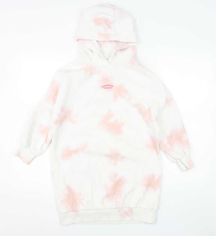 Next Girls Pink Tie Dye Pullover Hoodie 8 Years Regular Fit Fleece