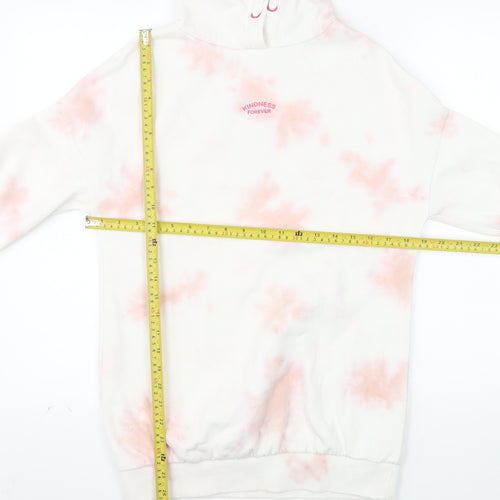 Next Girls Pink Tie Dye Pullover Hoodie 8 Years Regular Fit Fleece