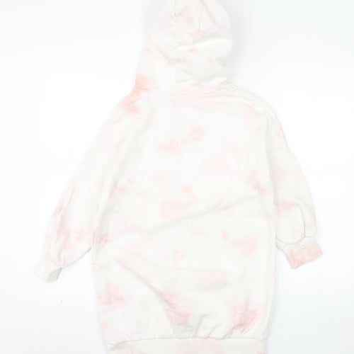 Next Girls Pink Tie Dye Pullover Hoodie 8 Years Regular Fit Fleece