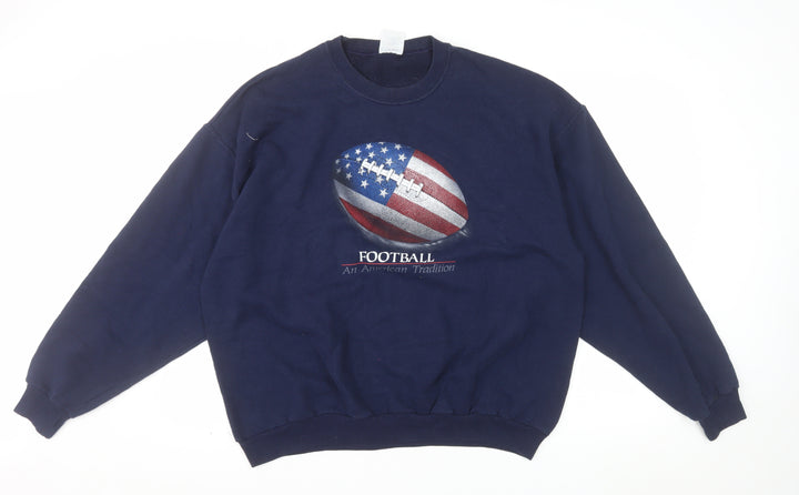 Jerzees Men's Blue XL Pullover Football USA Graphic Sweatshirt