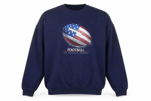 Front view of Jerzees Men's Blue XL Pullover Football USA Graphic Sweatshirt
