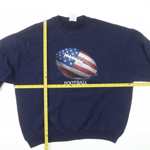Jerzees Men's Blue XL Pullover Football USA Graphic Sweatshirt