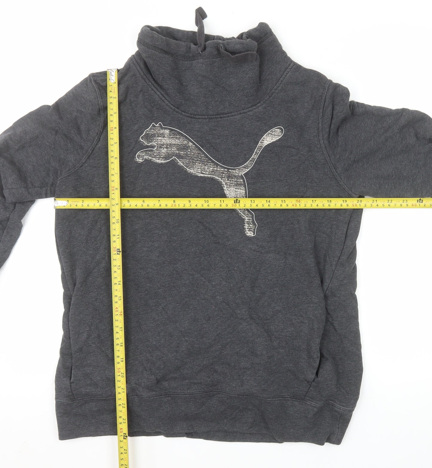 Puma Women Dark Grey XL Pullover Sweatshirt with Logo Design