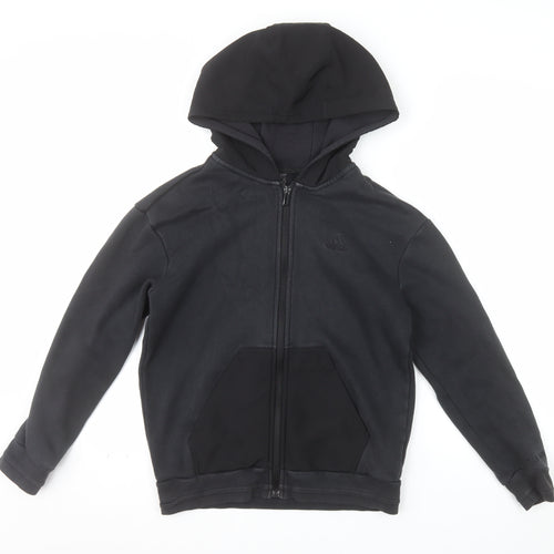 adidas Boys Black Full Zip Hoodie 11-12 Years Regular Fit Hooded Sweatshirt