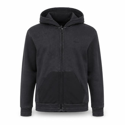 adidas Boys Black Full Zip Hoodie 11-12 Years Regular Fit Hooded Sweatshirt
