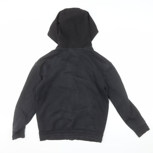 adidas Boys Black Full Zip Hoodie 11-12 Years Regular Fit Hooded Sweatshirt