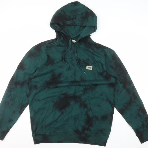 Vans Men’s Green Tie Dye Pullover Hoodie Size L Fleece Regular Fit