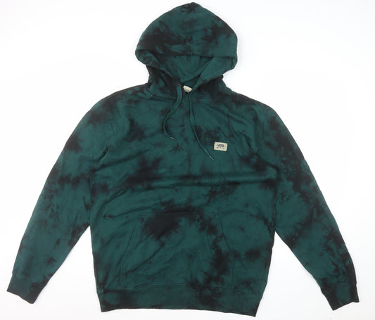 Vans Men’s Green Tie Dye Pullover Hoodie Size L Fleece Regular Fit