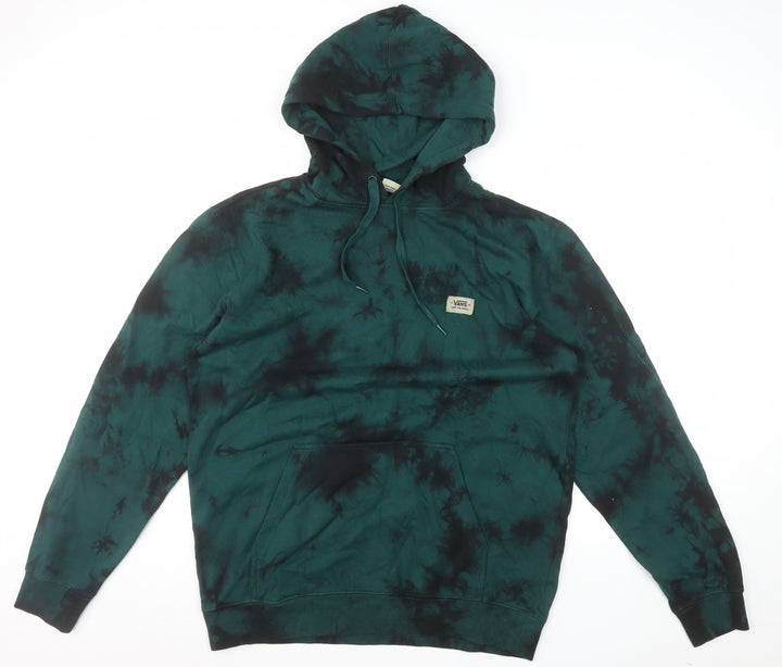Vans Men’s Green Tie Dye Pullover Hoodie Size L Fleece Regular Fit