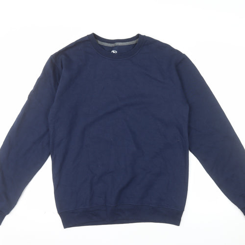 Athletic Works Men's Blue Crew Neck Long Sleeve Pullover Sweatshirt S