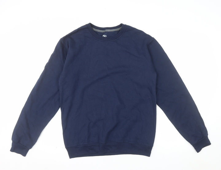 Athletic Works Men's Blue Crew Neck Long Sleeve Pullover Sweatshirt S