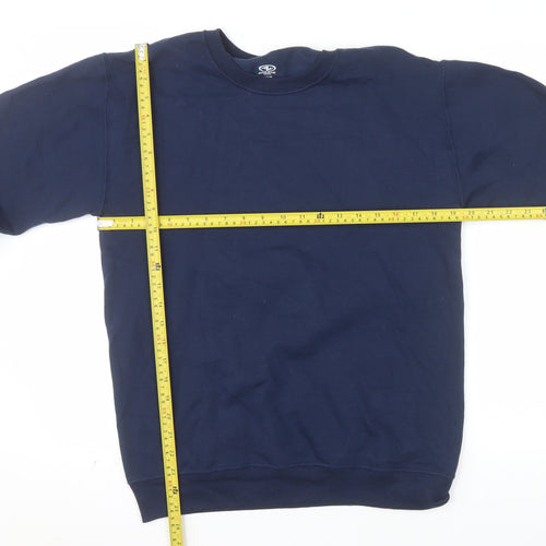 Athletic Works Men's Blue Crew Neck Long Sleeve Pullover Sweatshirt S