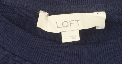 LOFT Women's Navy Blue Crew Neck Pullover Sweatshirt Size S