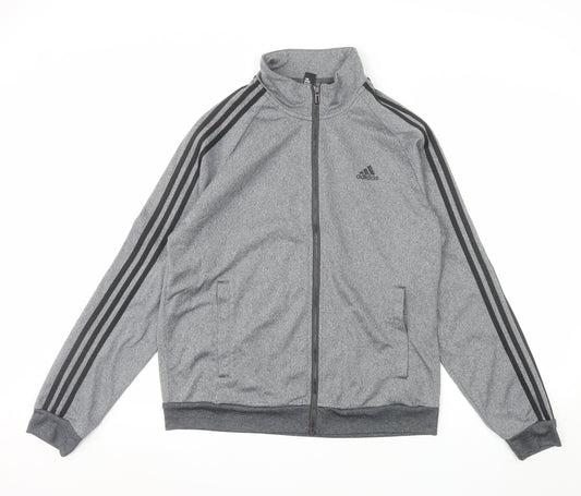 Adidas Men Grey M Track Jacket Full Zip Activewear Polyester