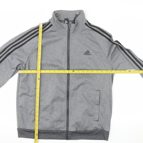 Adidas Men Grey M Track Jacket Full Zip Activewear Polyester