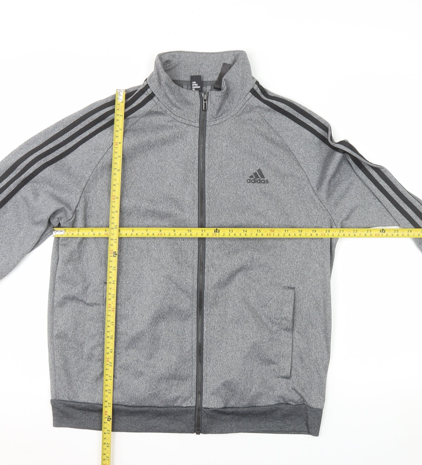 Adidas Men Grey M Track Jacket Full Zip Activewear Polyester