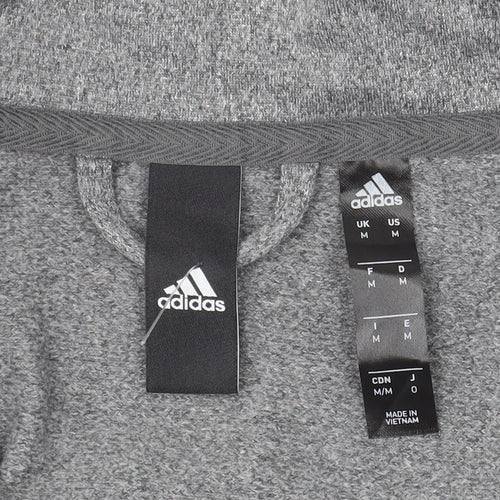 Adidas Men Grey M Track Jacket Full Zip Activewear Polyester
