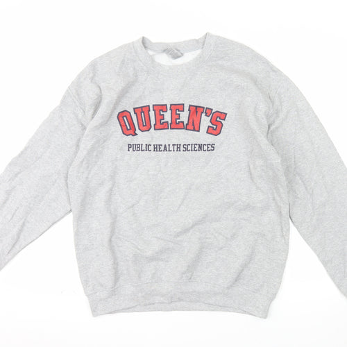 Gildan Men's Grey Queen's University Logo Crew Neck Sweatshirt M