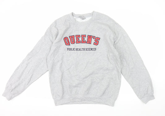 Gildan Men's Grey Queen's University Logo Crew Neck Sweatshirt M