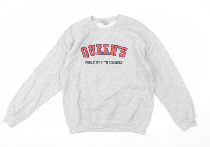Gildan Men's Grey Queen's University Logo Crew Neck Sweatshirt M