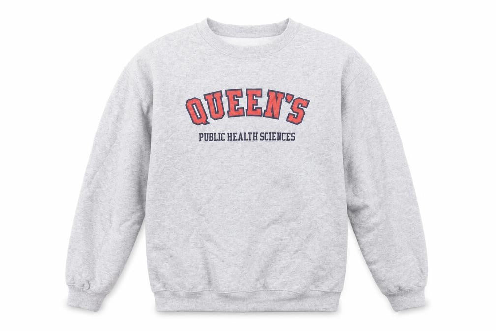 Front view of Gildan Men's Grey Queen's University Logo Crew Neck Sweatshirt M